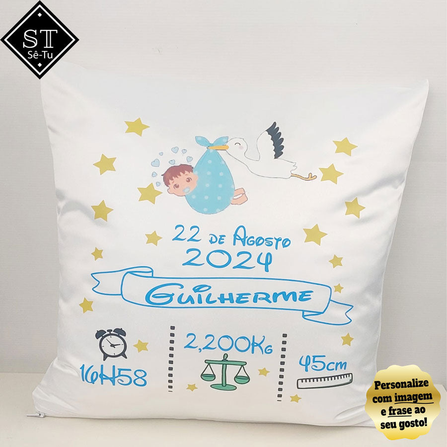 Almofada de Nascimento Cegonha Com Bebé